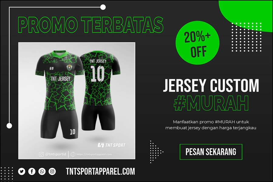 Jersey Futsal hijau, hitam dan retak