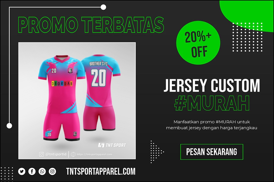 Jersey Futsal biru, cyan dan pink