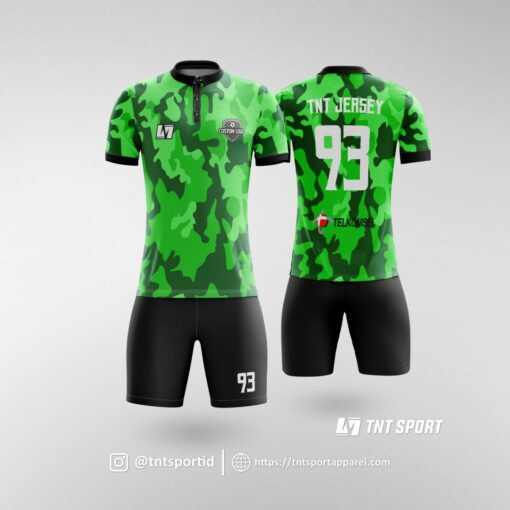 Jersey Futsal Motif Army Loreng  Hijau Neon