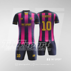 Jersey Futsal Motif Strip Pink Biru Navy